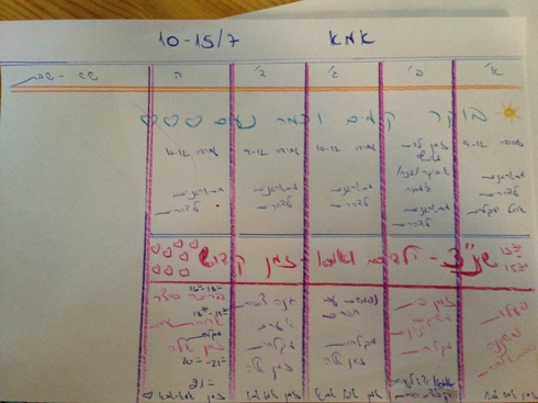 לוח תכנון זמן (צילום: הילה יחיאלי שחר)